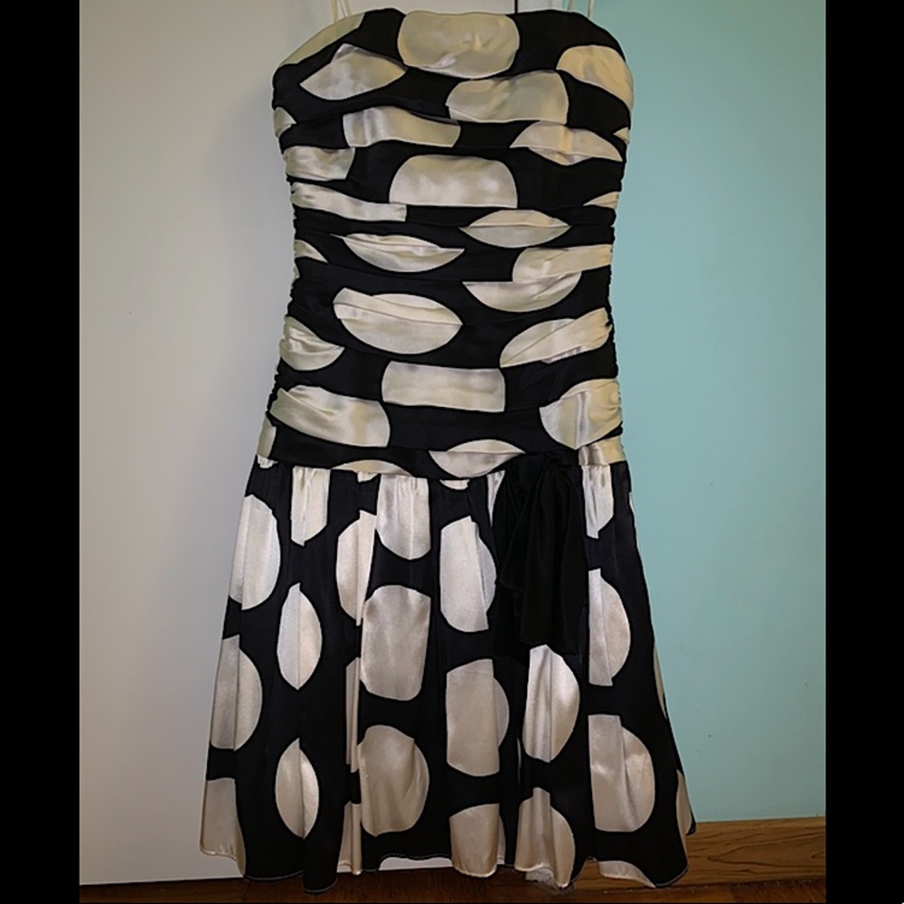 ABS Allen Schwartz Polka Dot Strapless Dress- Petite Size 0